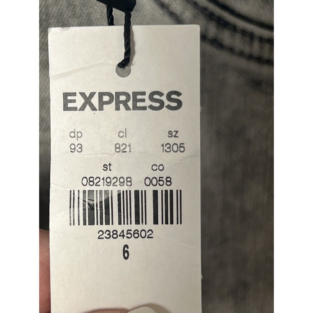 Express Mini Skirt Denim Black Wash Distressed High Rise Stretch Y2K Women 6 NEW - Picture 4 of 15